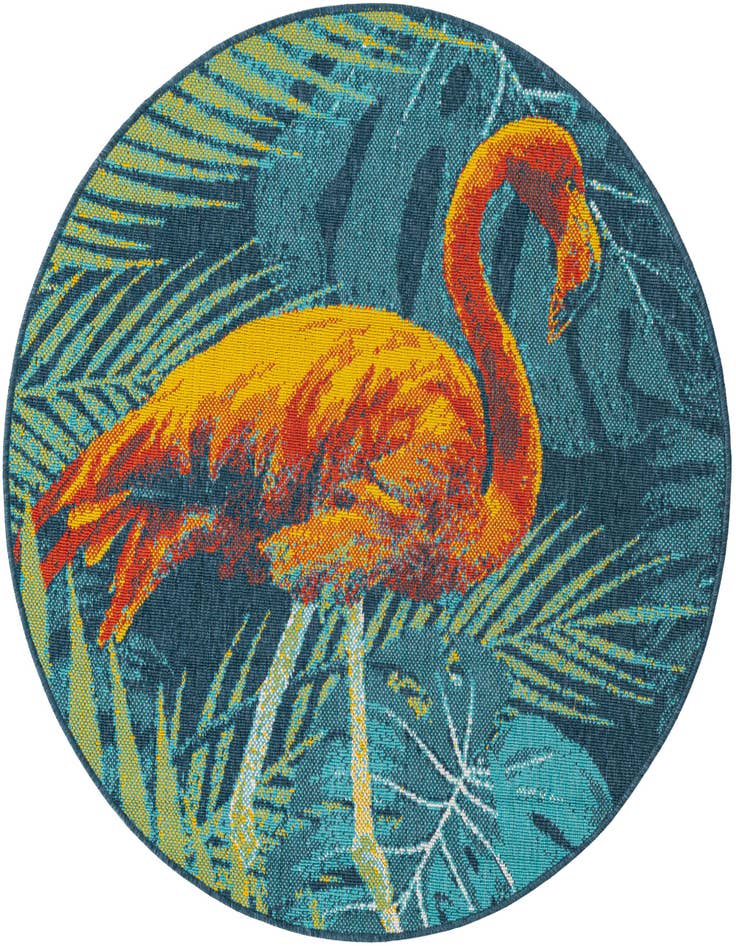 Detail image of 4' x 4' Easy-Clean Coastal Indoor / Outdoor Round Rug