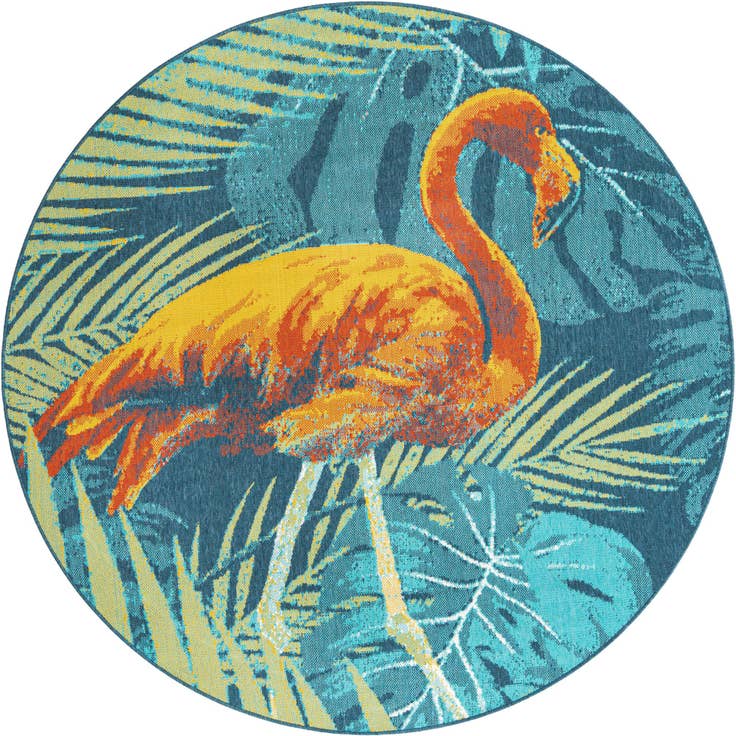 Detail image of 7' x 7' Easy-Clean Coastal Indoor / Outdoor Round Rug