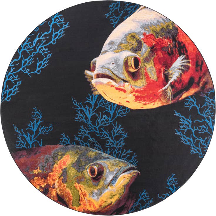 Detail image of 10' x 10' Easy-Clean Coastal Indoor / Outdoor Round Rug