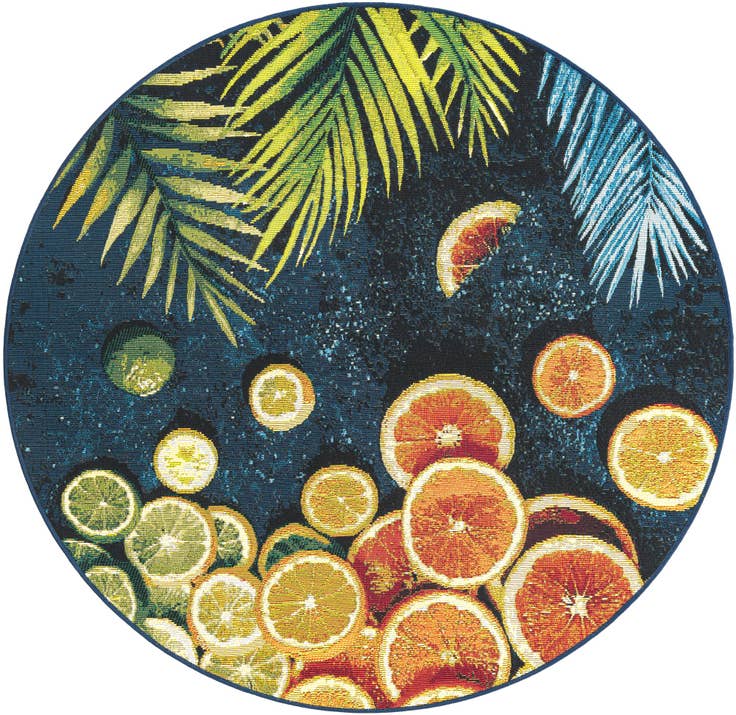Detail image of 4' x 4' Easy-Clean Coastal Indoor / Outdoor Round Rug