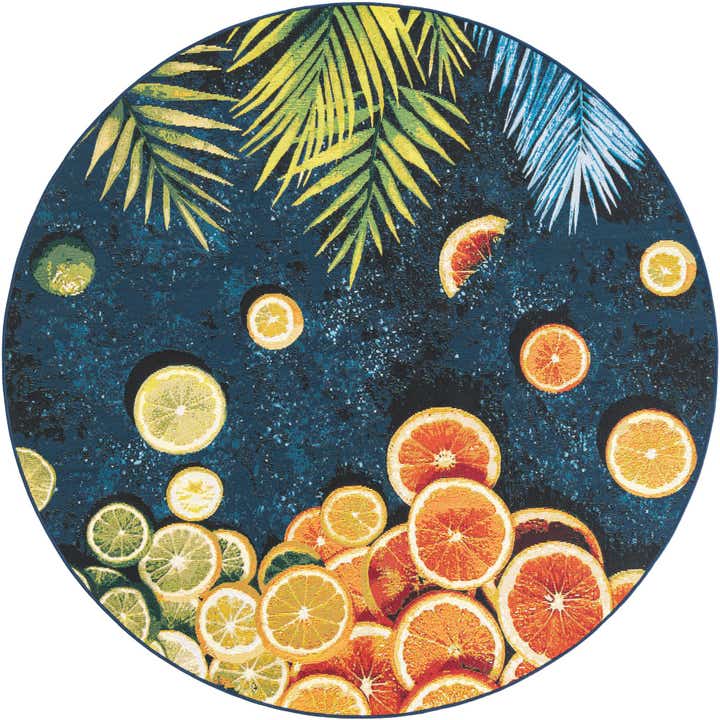 6' x 6' Easy-Clean Coastal Indoor / Outdoor Round Rug