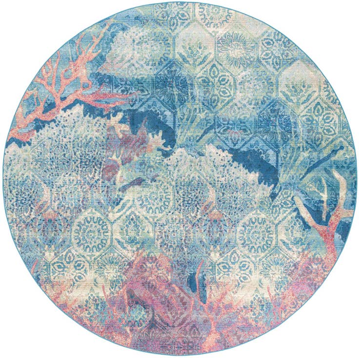 Detail image of 10' x 10' Easy-Clean Coastal Indoor / Outdoor Round Rug