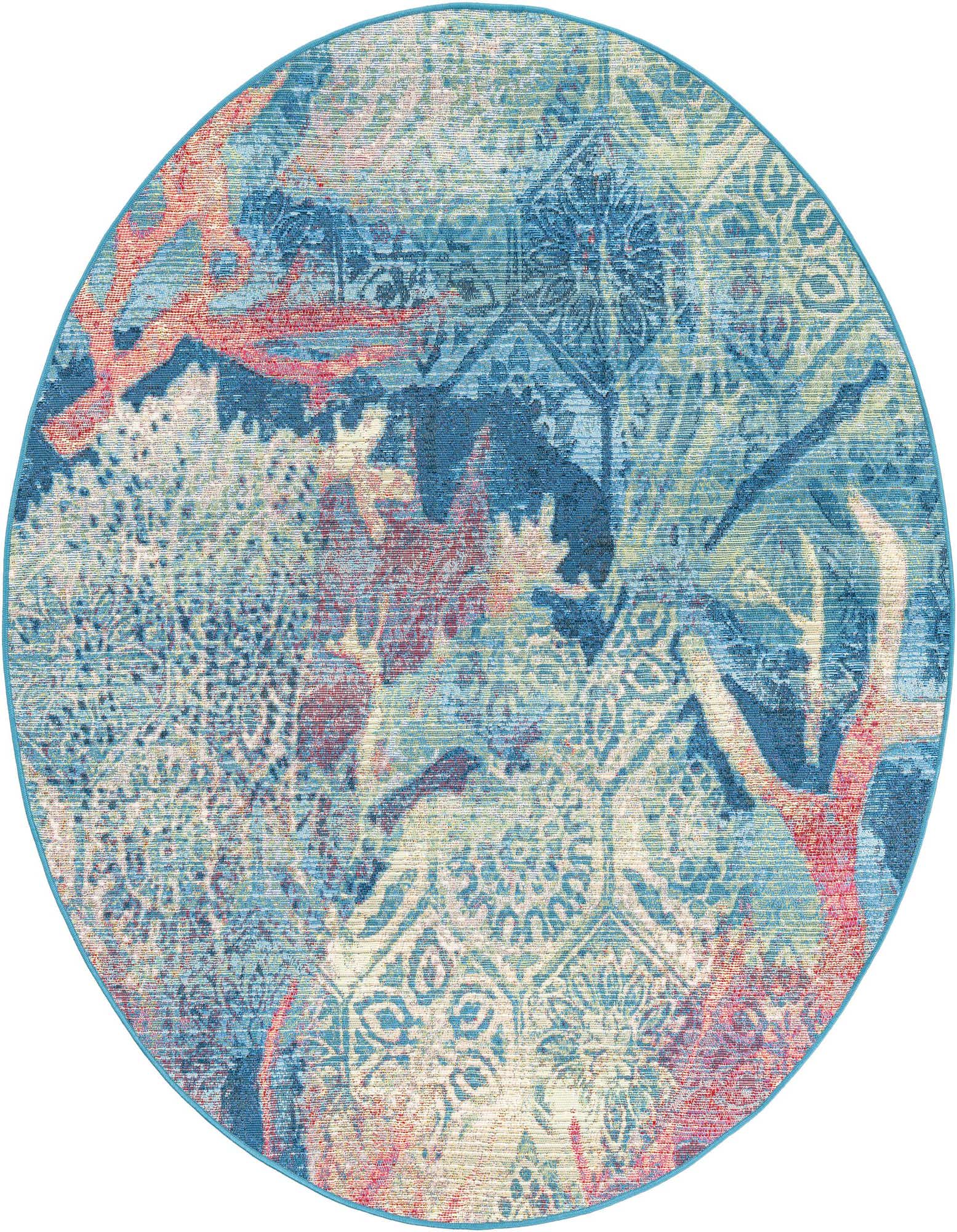 5' 3 x 5' 3 Easy-Clean Coastal Indoor / Outdoor Round Rug