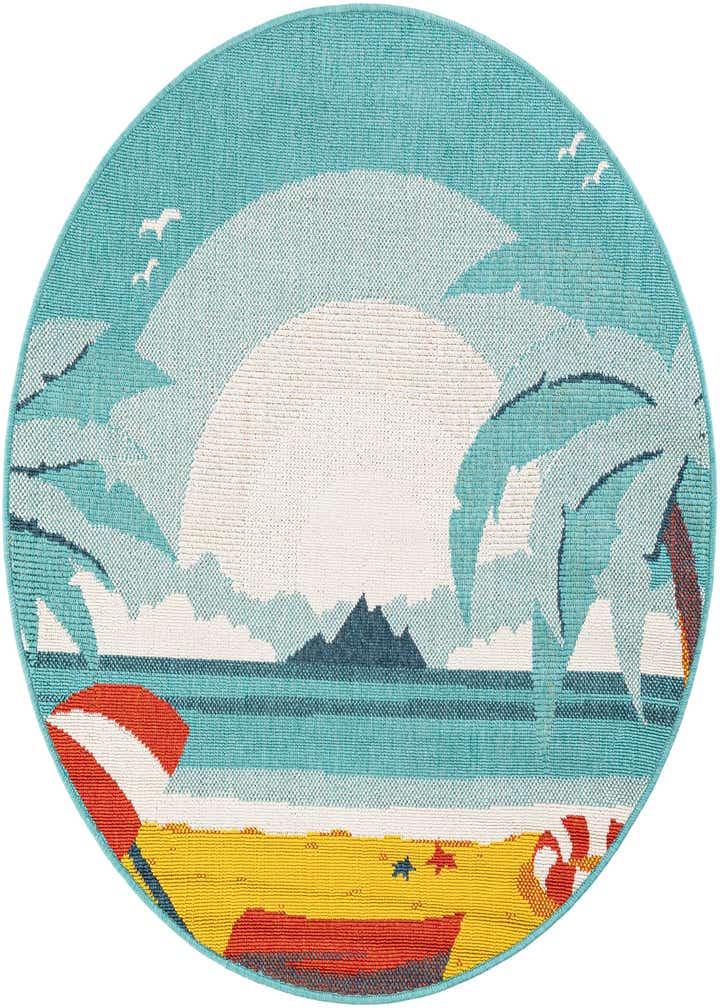 4' x 4' Easy-Clean Coastal Indoor / Outdoor Round Rug
