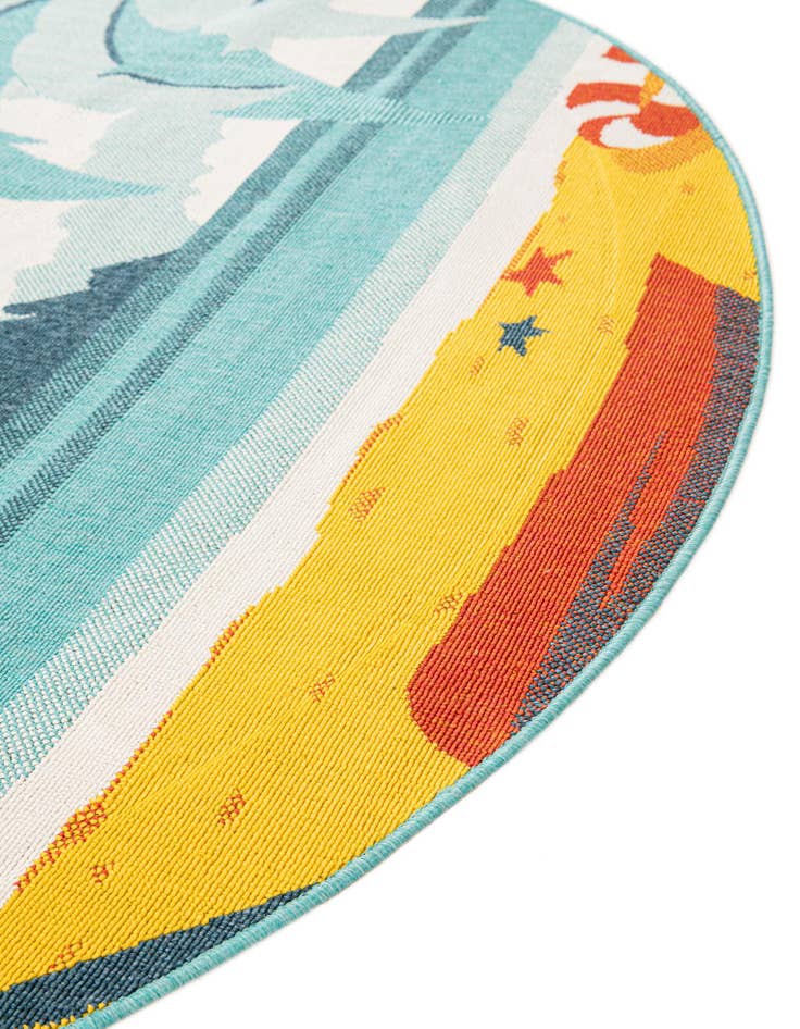 Detail image of 3' x 3' Easy-Clean Coastal Indoor / Outdoor Round Rug