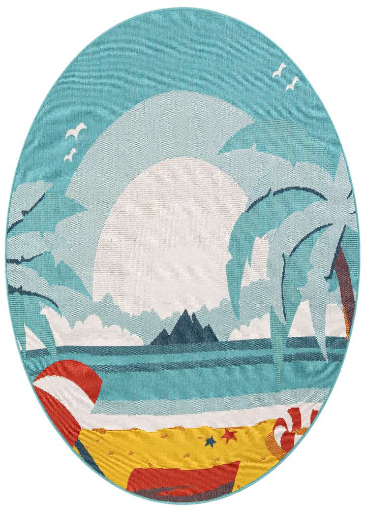 6' x 6' Easy-Clean Coastal Indoor / Outdoor Round Rug