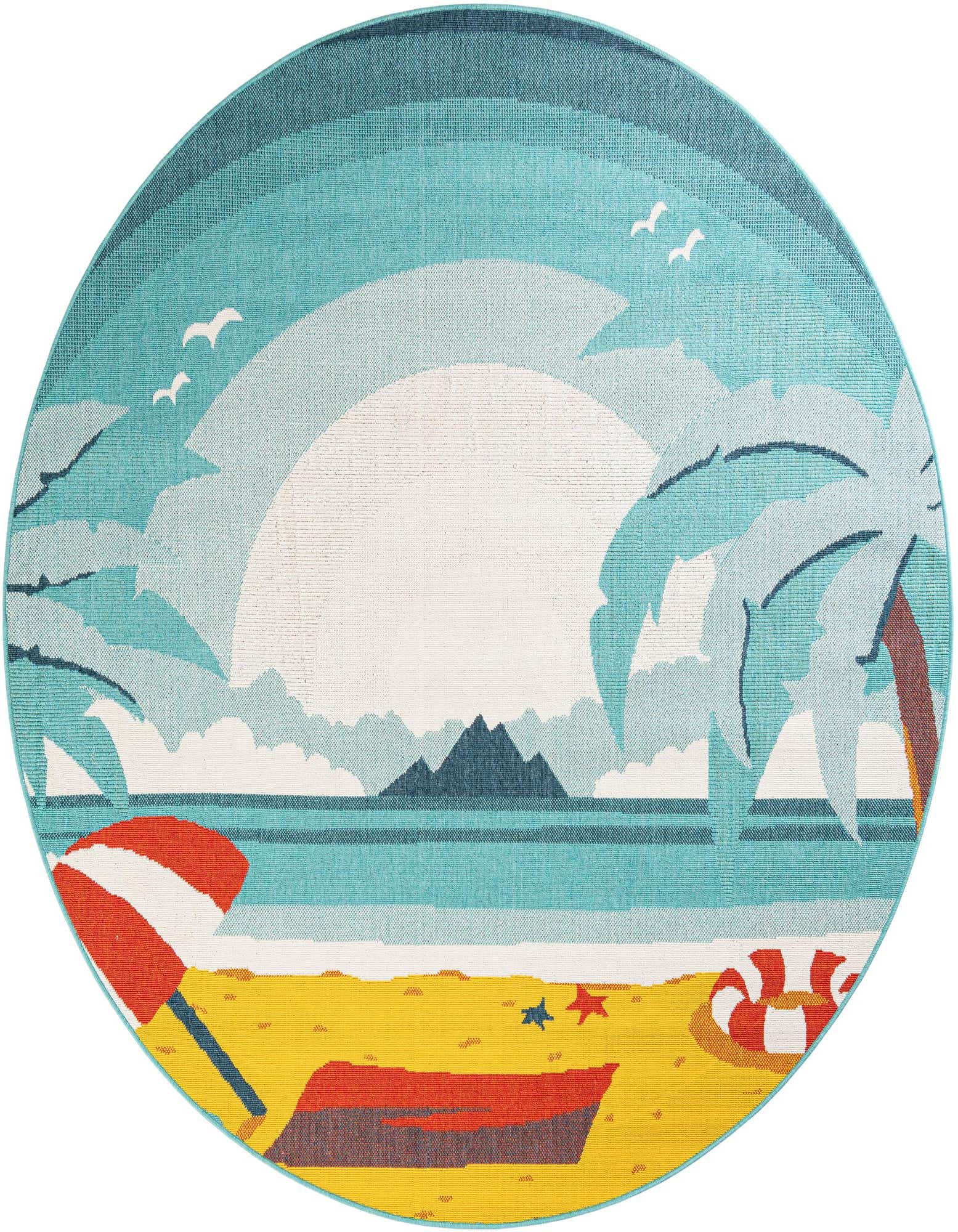 7' 10 x 7' 10 Easy-Clean Coastal Indoor / Outdoor Round Rug