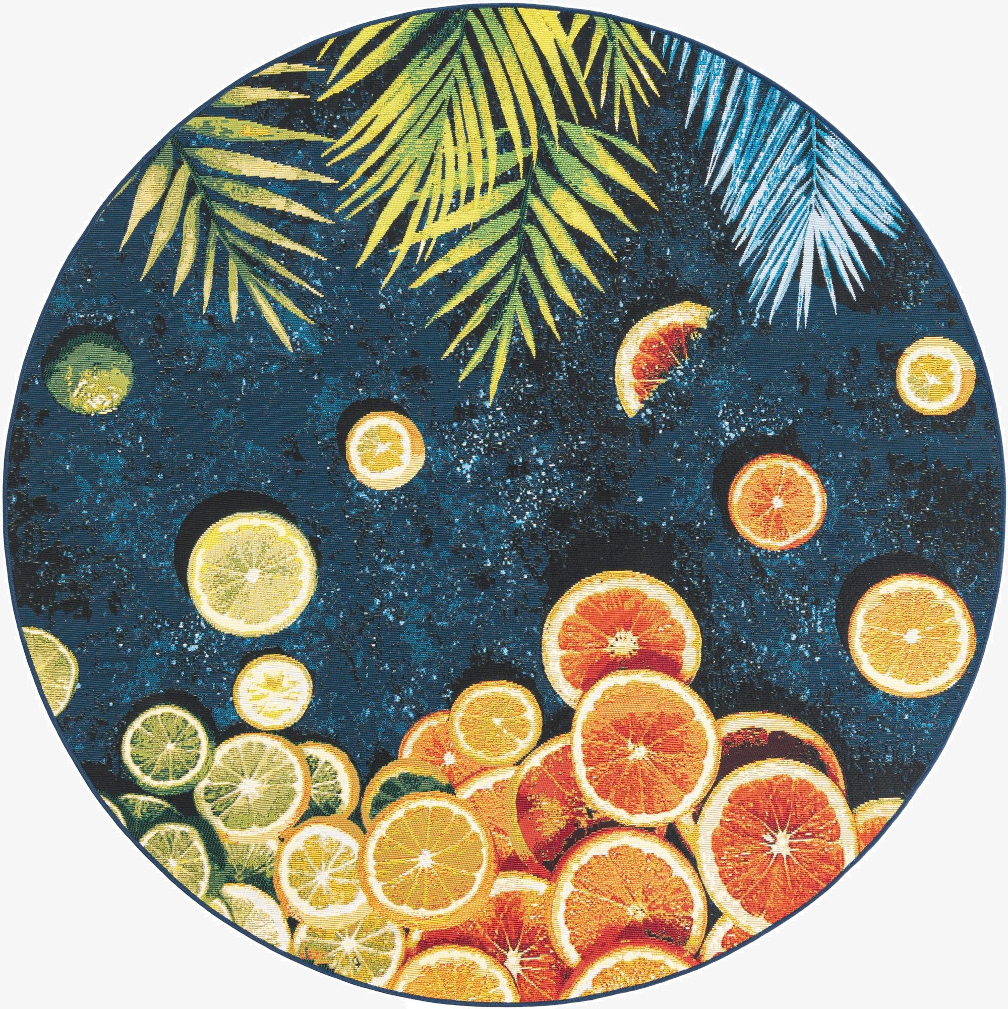 6' x 6'  Washable Coastal Indoor / Outdoor Round Rug