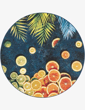 6' x 6' Easy-Clean Coastal Indoor / Outdoor Round Rug