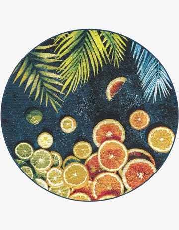 Easy-Clean Coastal Indoor / Outdoor Round Rug
