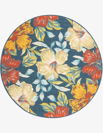 7' x 7' Easy-Clean Coastal Indoor / Outdoor Round Rug