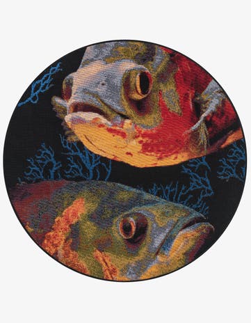 4' x 4' Easy-Clean Coastal Indoor / Outdoor Round Rug