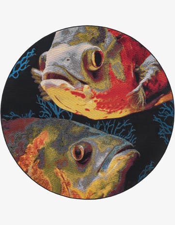 6' x 6' Easy-Clean Coastal Indoor / Outdoor Round Rug