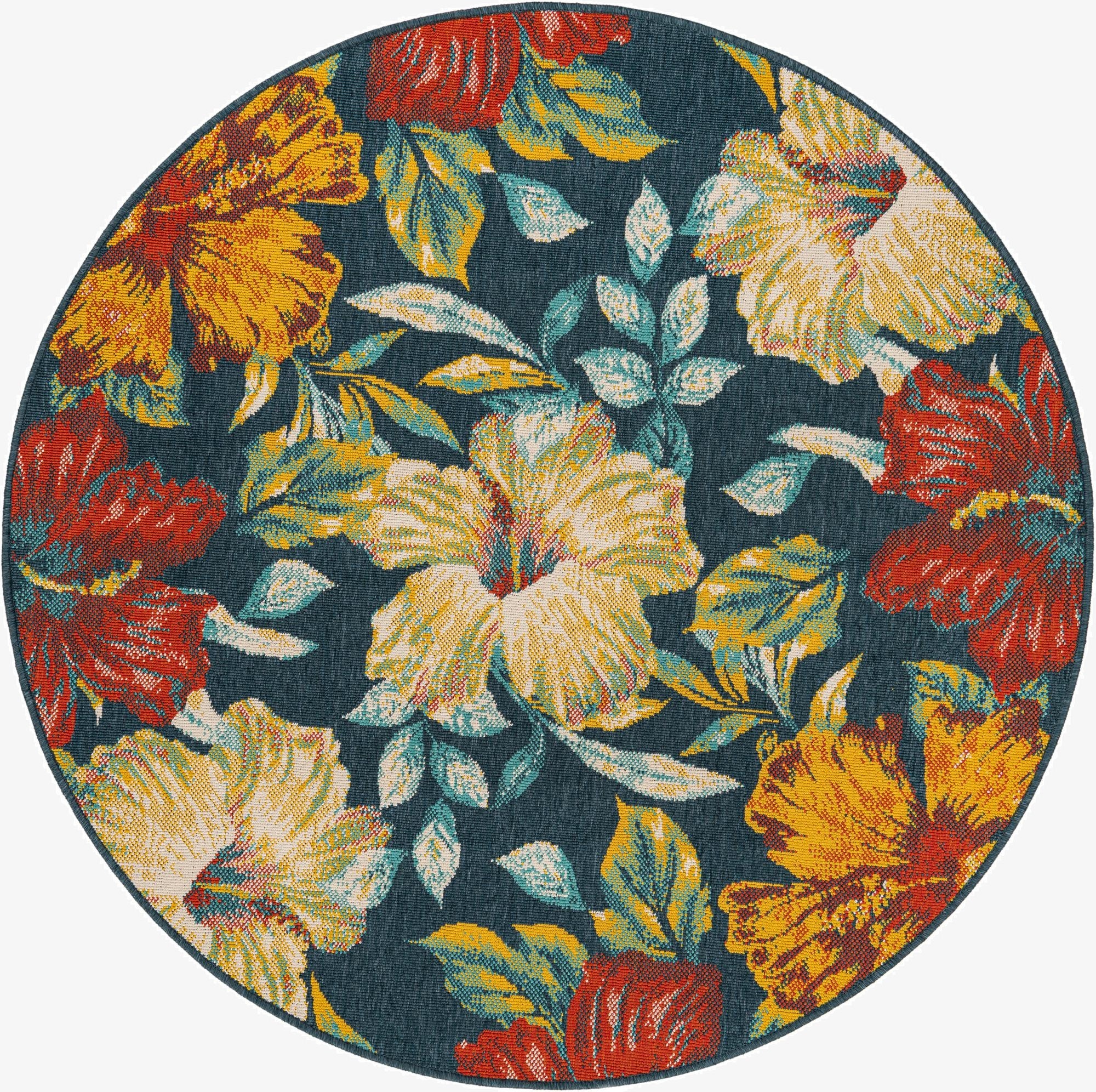 5' 3 x 5' 3  Washable Coastal Indoor / Outdoor Round Rug