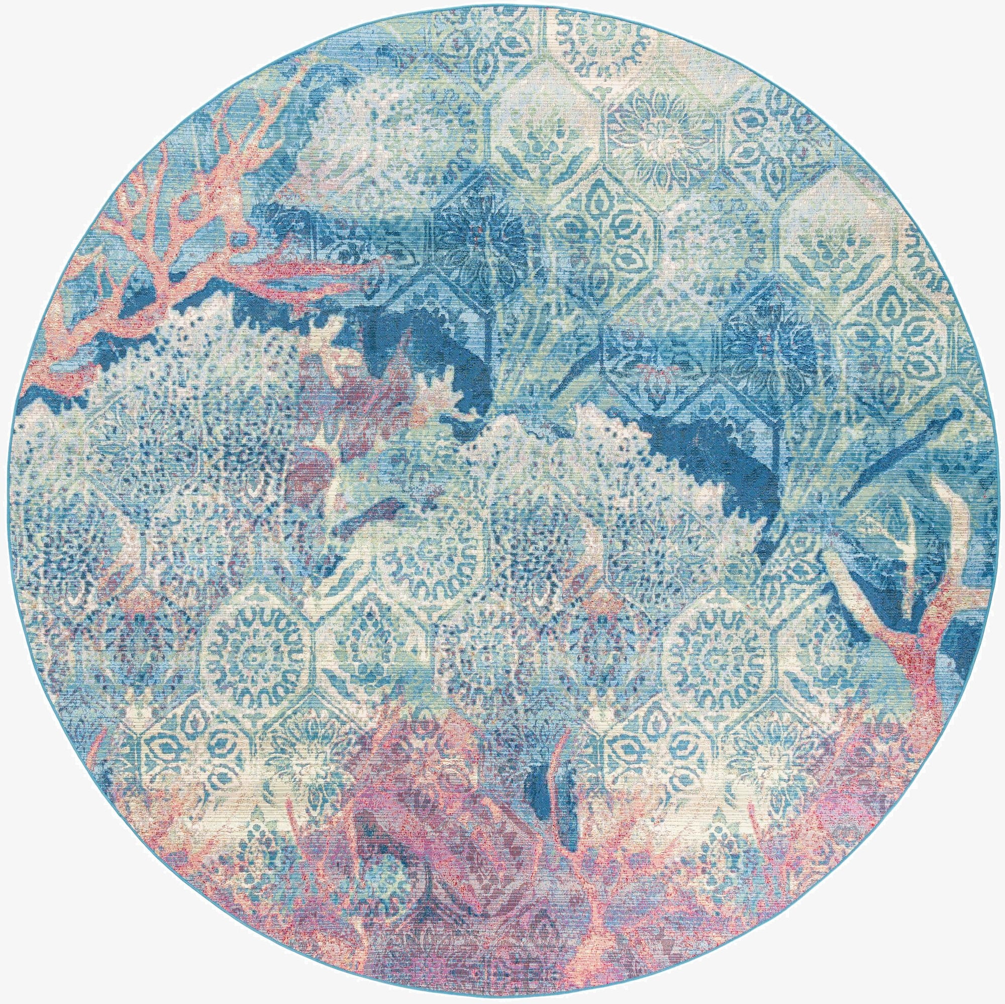 10' x 10'  Washable Coastal Indoor / Outdoor Round Rug