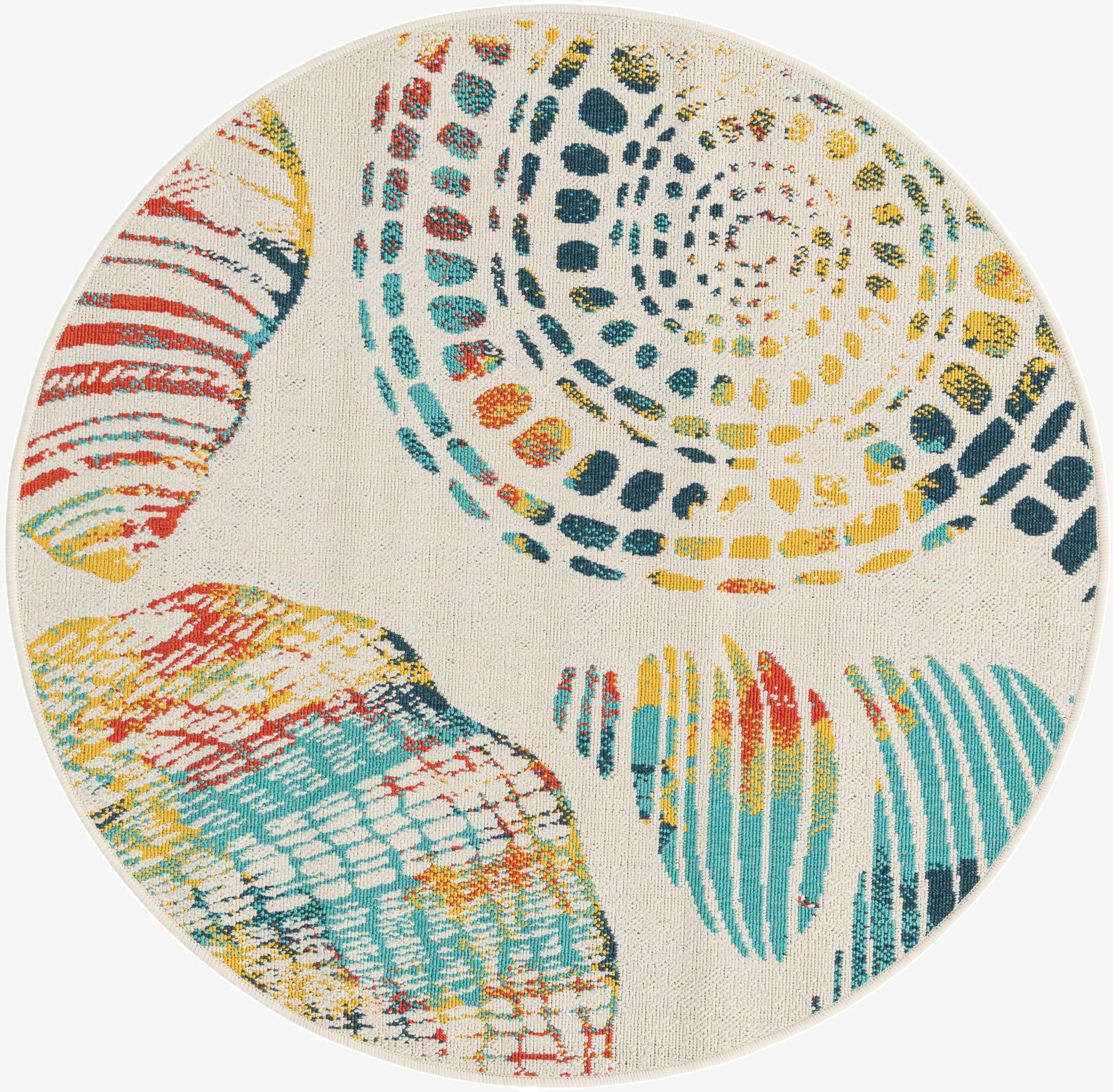 4' x 4'  Washable Coastal Indoor / Outdoor Round Rug