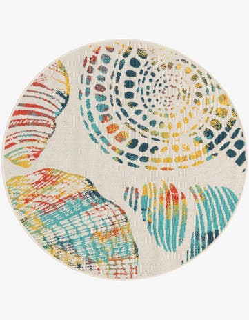 4' x 4' Easy-Clean Coastal Indoor / Outdoor Round Rug