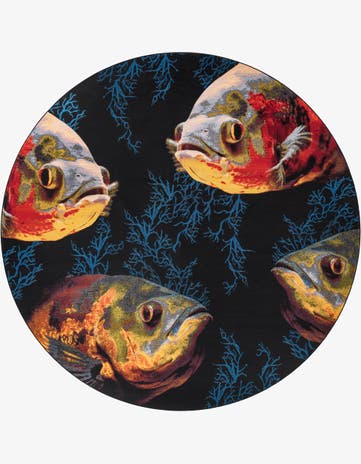 Easy-Clean Coastal Indoor / Outdoor Round Rug