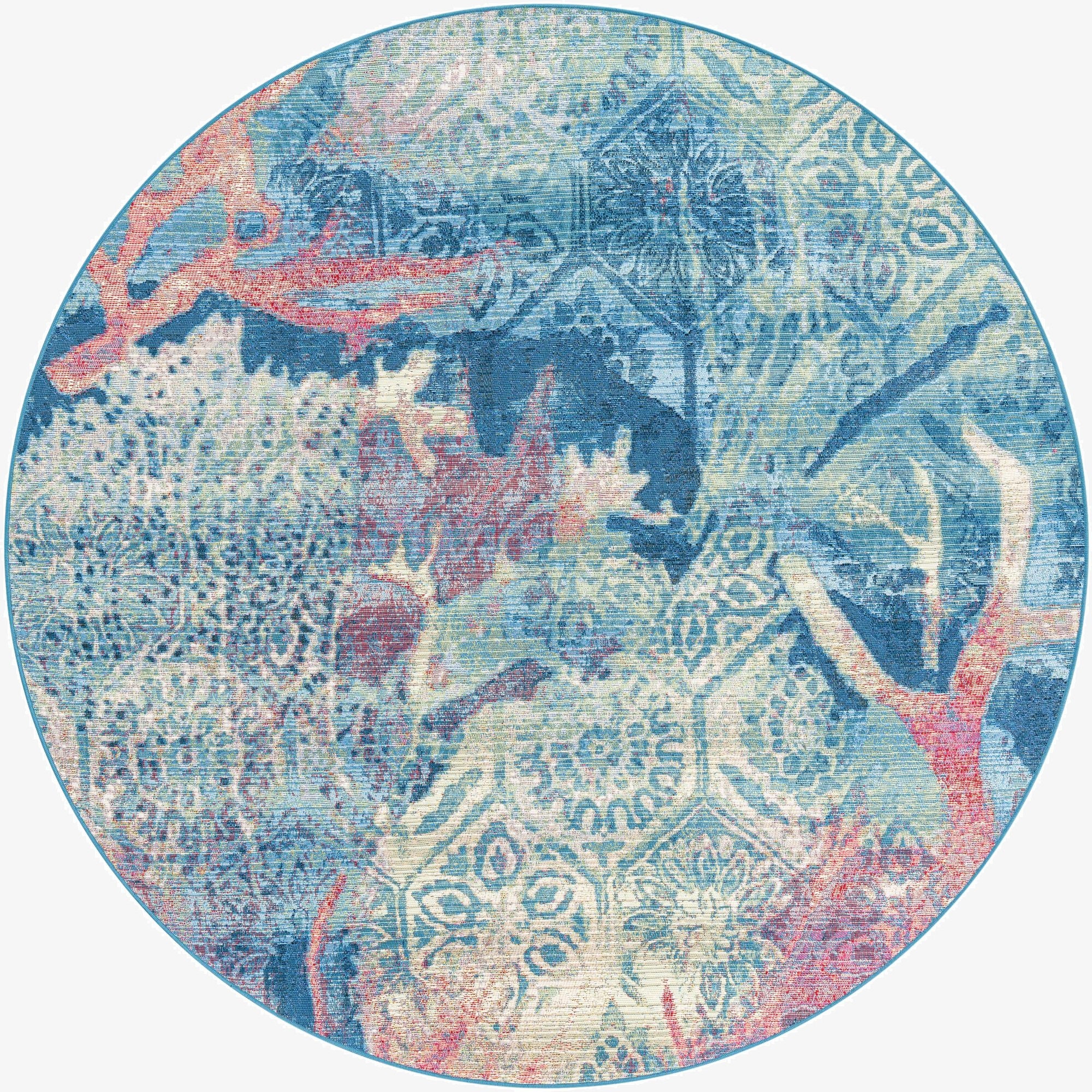 Primary image 6' x 6'  Washable Coastal Indoor / Outdoor Round Rug