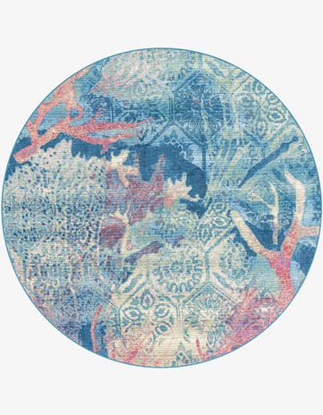 6' x 6' Easy-Clean Coastal Indoor / Outdoor Round Rug