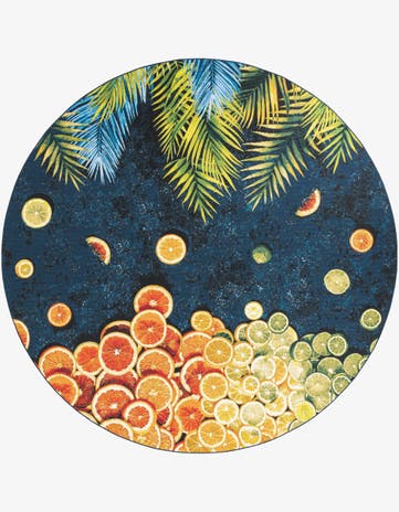 Easy-Clean Coastal Indoor / Outdoor Round Rug