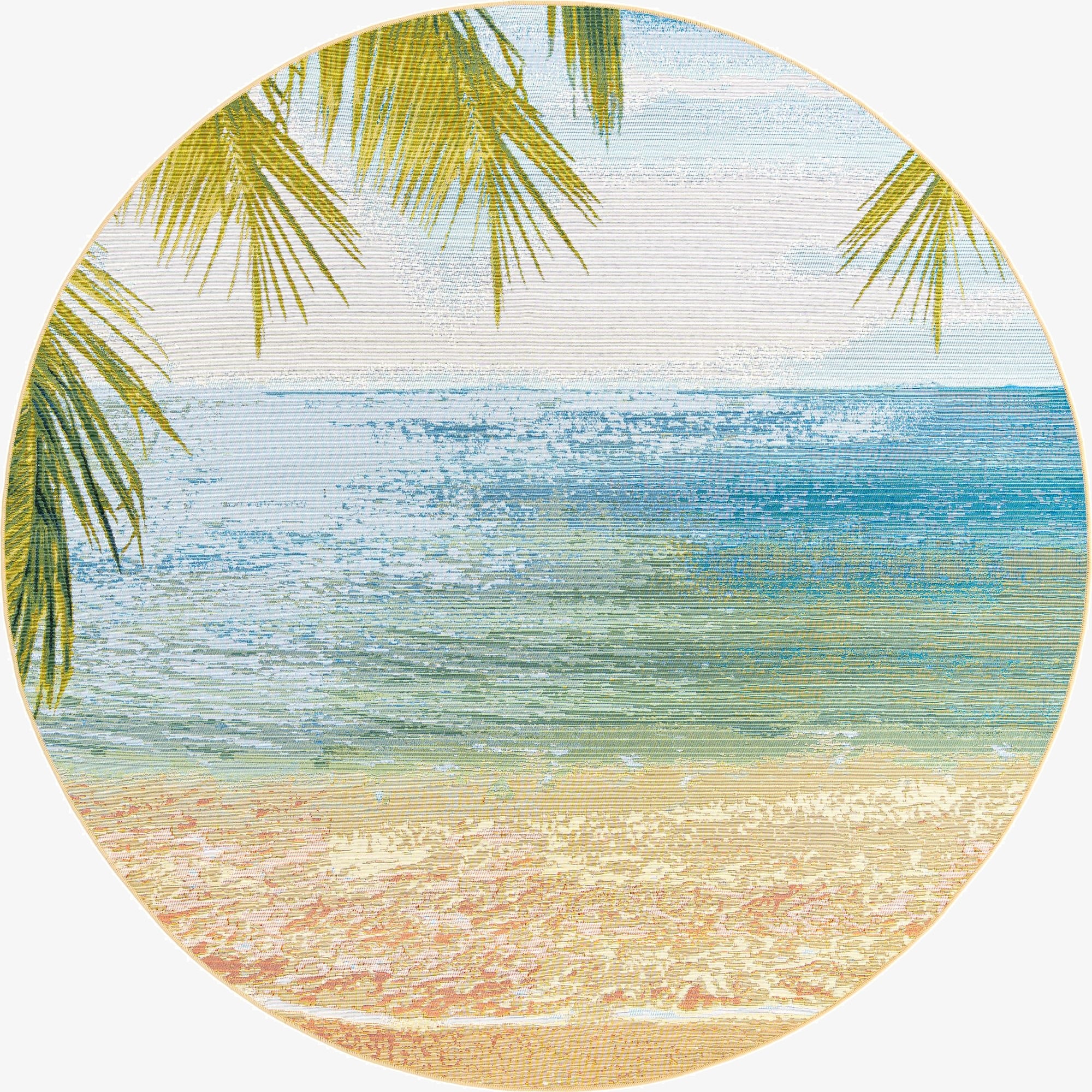7' 10 x 7' 10  Washable Coastal Indoor / Outdoor Round Rug