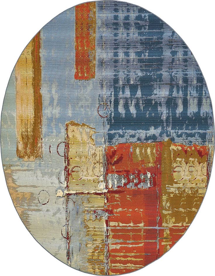 Detail image of 8' x 8' Easy-Clean Modern Indoor / Outdoor Round Rug