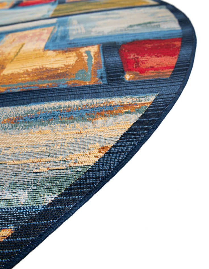 Detail image of 8' x 8' Easy-Clean Modern Indoor / Outdoor Round Rug