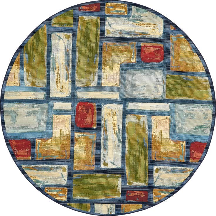 Detail image of 8' x 8' Easy-Clean Modern Indoor / Outdoor Round Rug