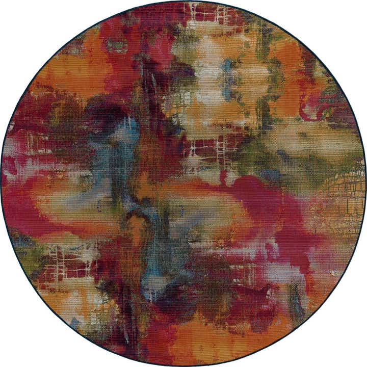 8' x 8' Easy-Clean Modern Indoor / Outdoor Round Rug