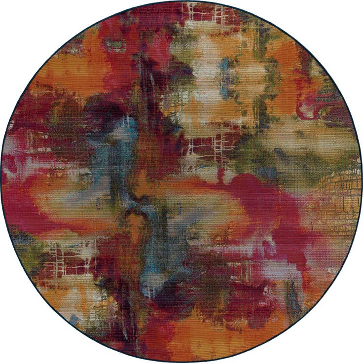 Detail image of 8' x 8' Easy-Clean Modern Indoor / Outdoor Round Rug
