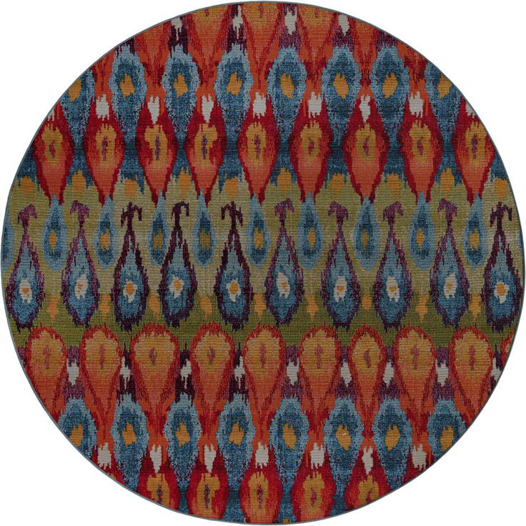 Detail image of 8' x 8' Easy-Clean Modern Indoor / Outdoor Round Rug