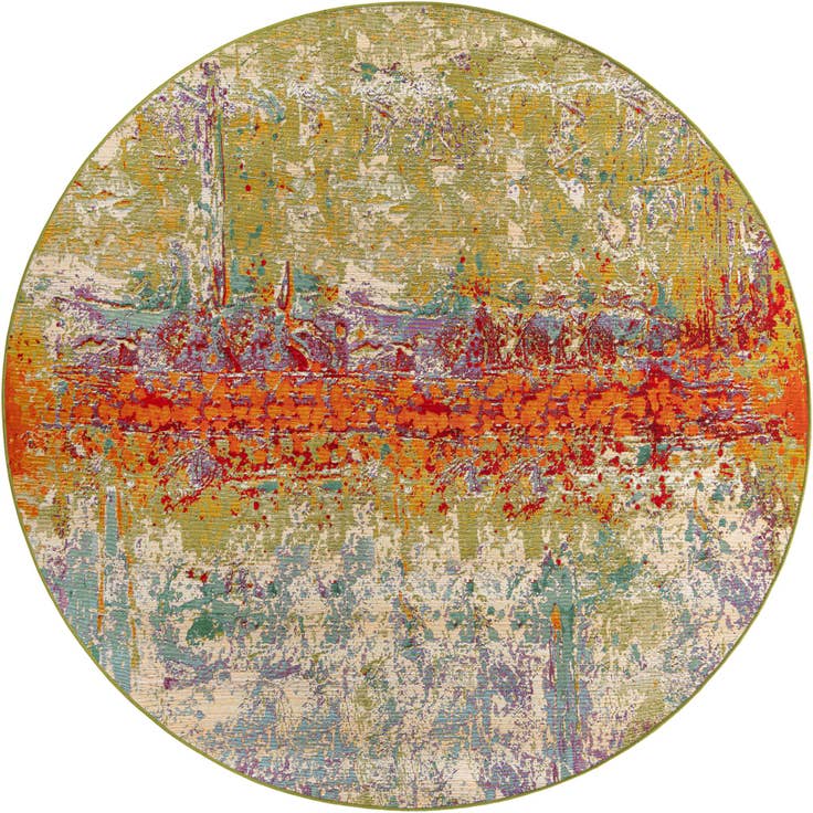 Detail image of 8' x 8' Easy-Clean Modern Indoor / Outdoor Round Rug