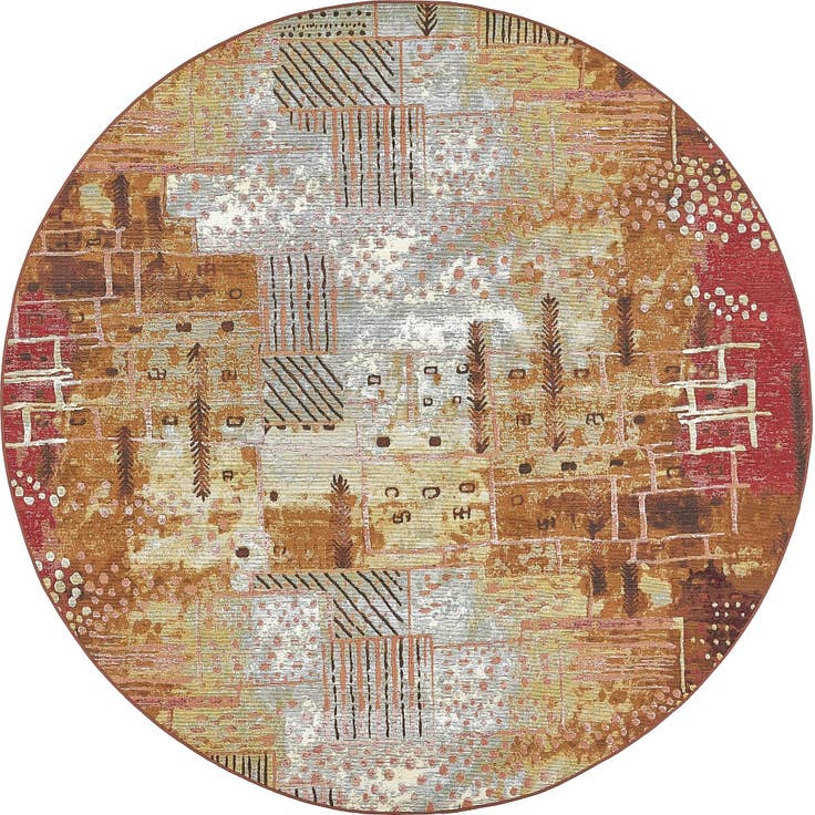 Detail image of 8' x 8' Easy-Clean Modern Indoor / Outdoor Round Rug