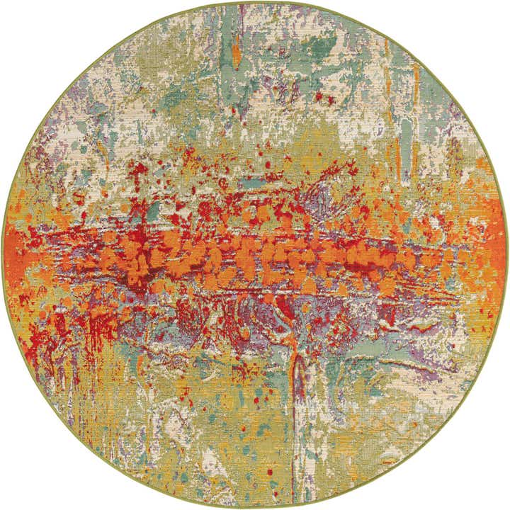 5' x 5' Easy-Clean Modern Indoor / Outdoor Round Rug