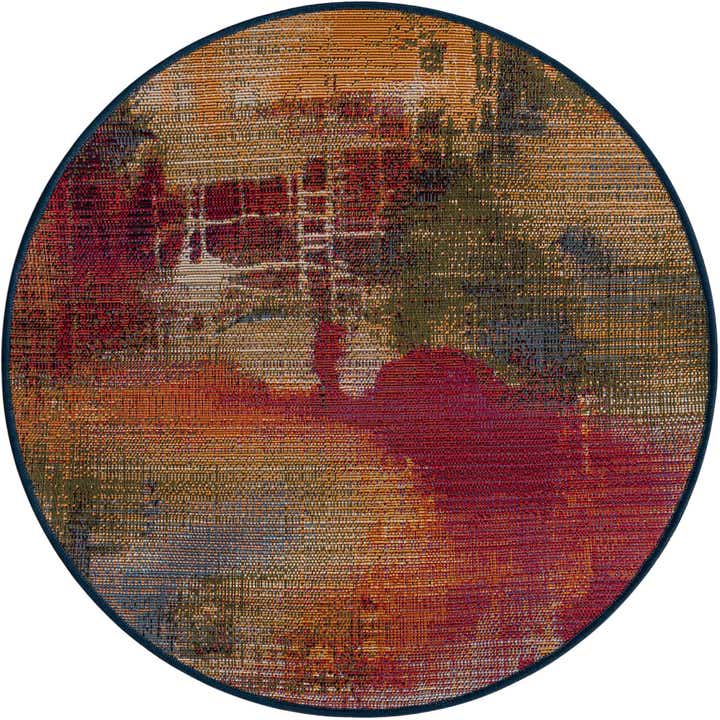 2' 7 x 2' 7 Easy-Clean Modern Indoor / Outdoor Round Rug