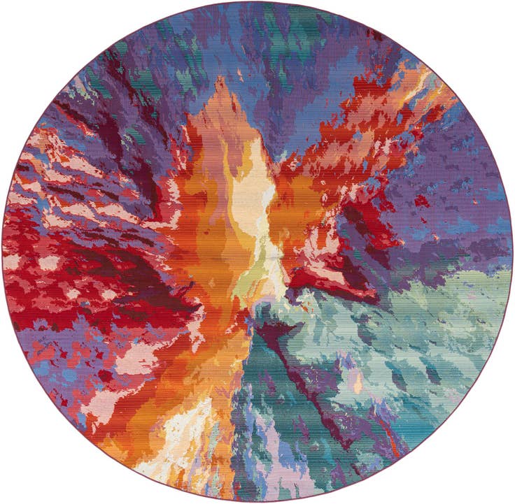 Detail image of 10' x 10' Easy-Clean Modern Indoor / Outdoor Round Rug