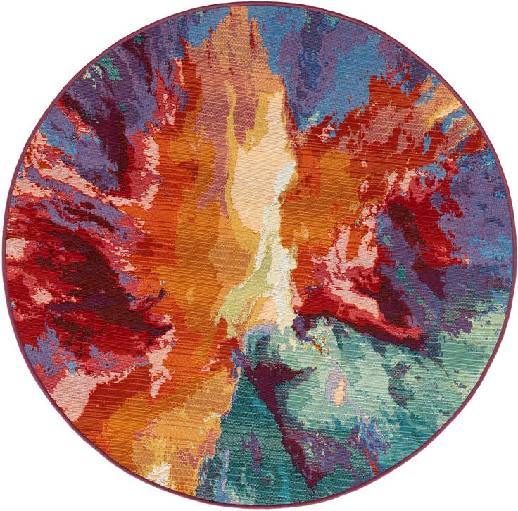 Detail image of 4' x 4' Easy-Clean Modern Indoor / Outdoor Round Rug