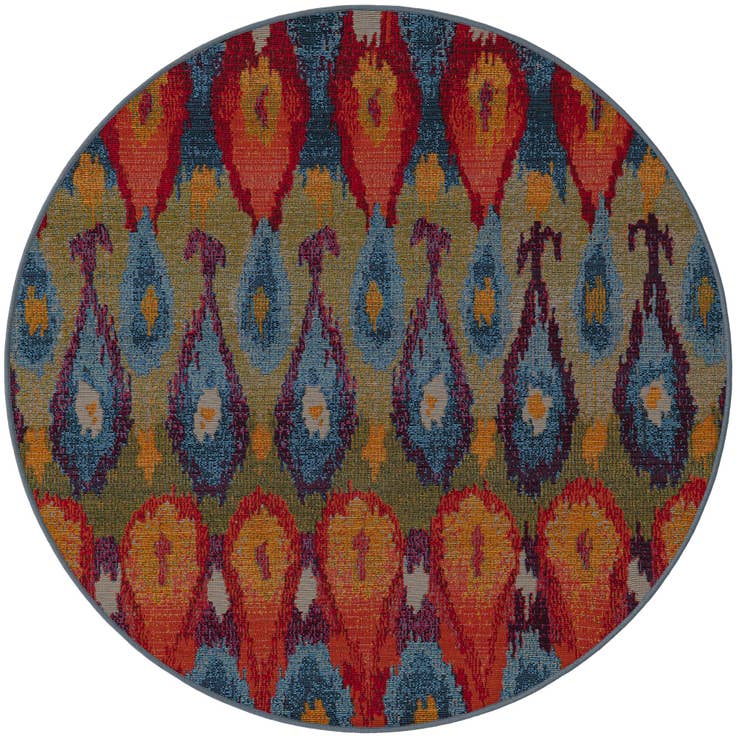 Detail image of 4' x 4' Easy-Clean Modern Indoor / Outdoor Round Rug
