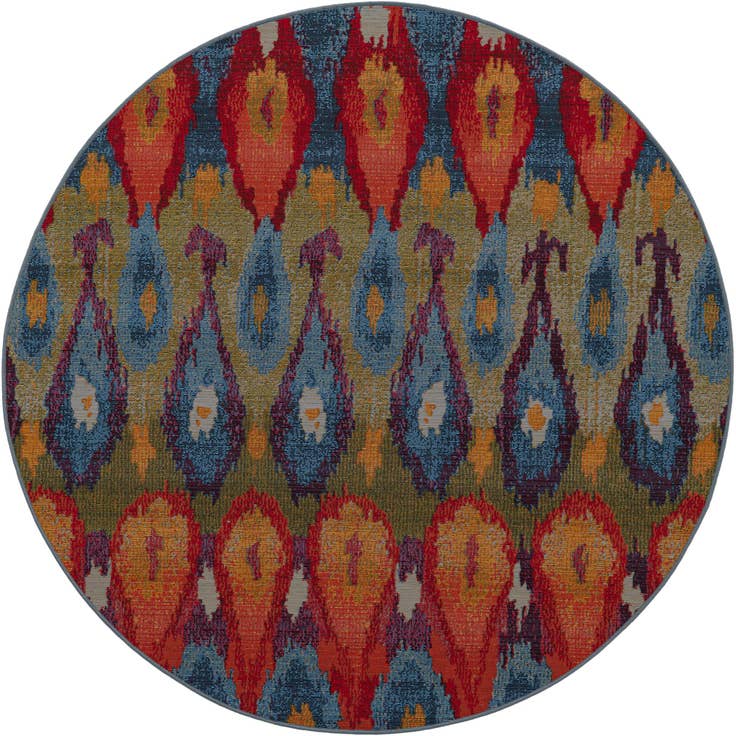Detail image of 5' x 5' Easy-Clean Modern Indoor / Outdoor Round Rug