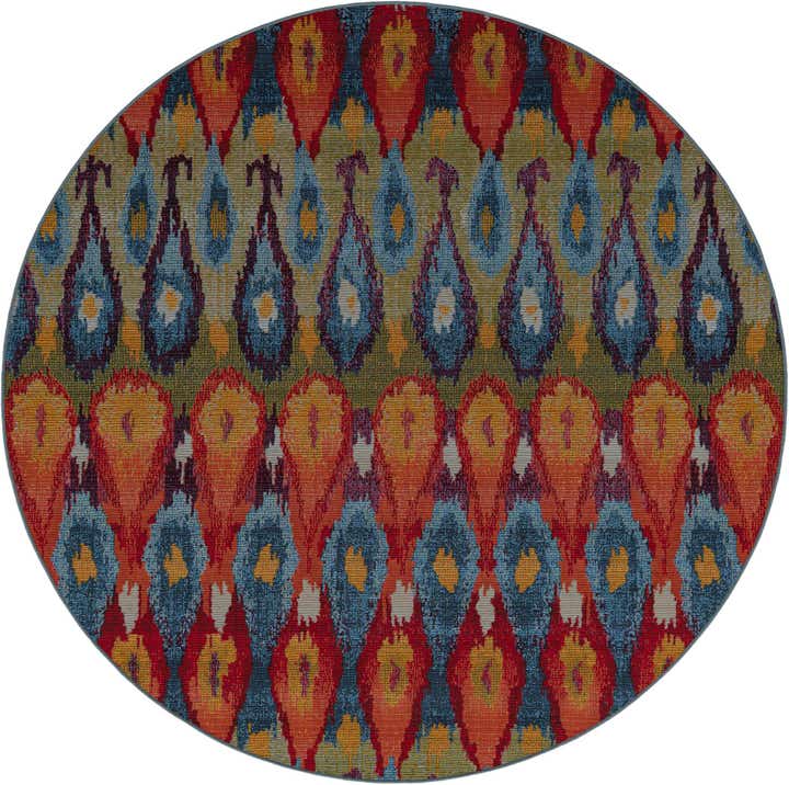 7' x 7' Easy-Clean Modern Indoor / Outdoor Round Rug