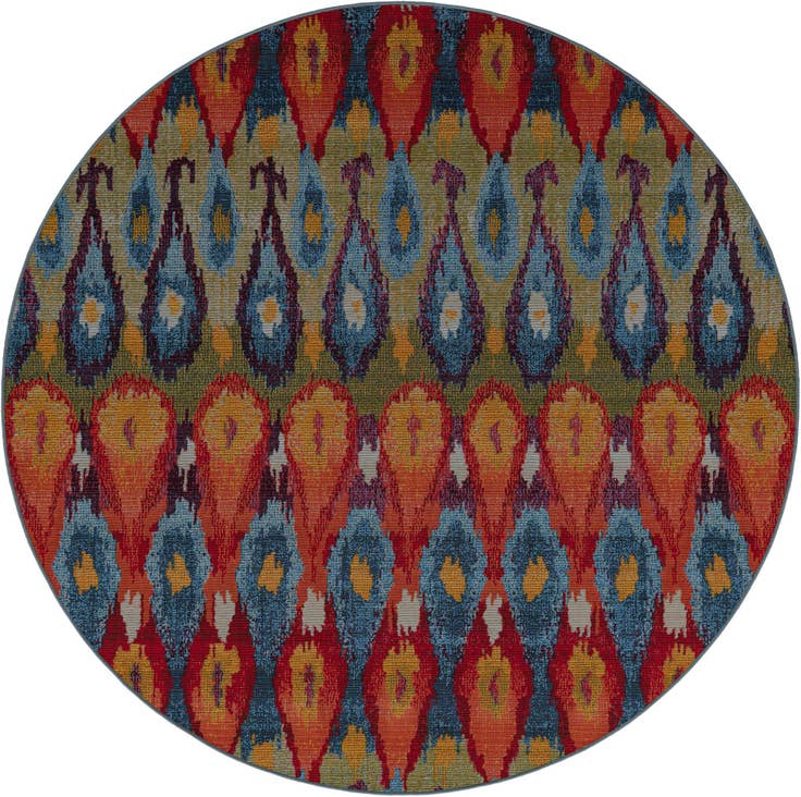 Detail image of 7' x 7' Easy-Clean Modern Indoor / Outdoor Round Rug