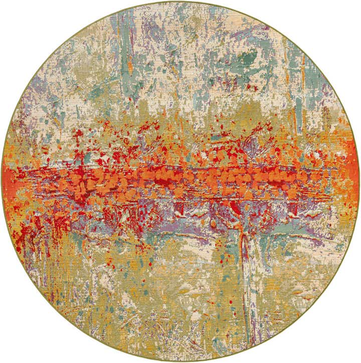 7' x 7' Easy-Clean Modern Indoor / Outdoor Round Rug