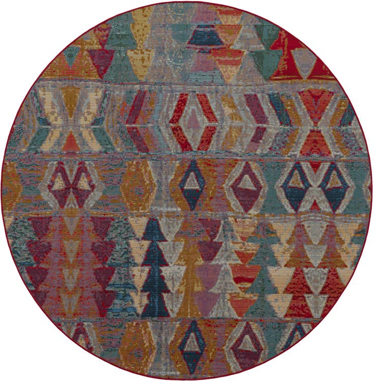 Detail image of 7' x 7' Easy-Clean Modern Indoor / Outdoor Round Rug