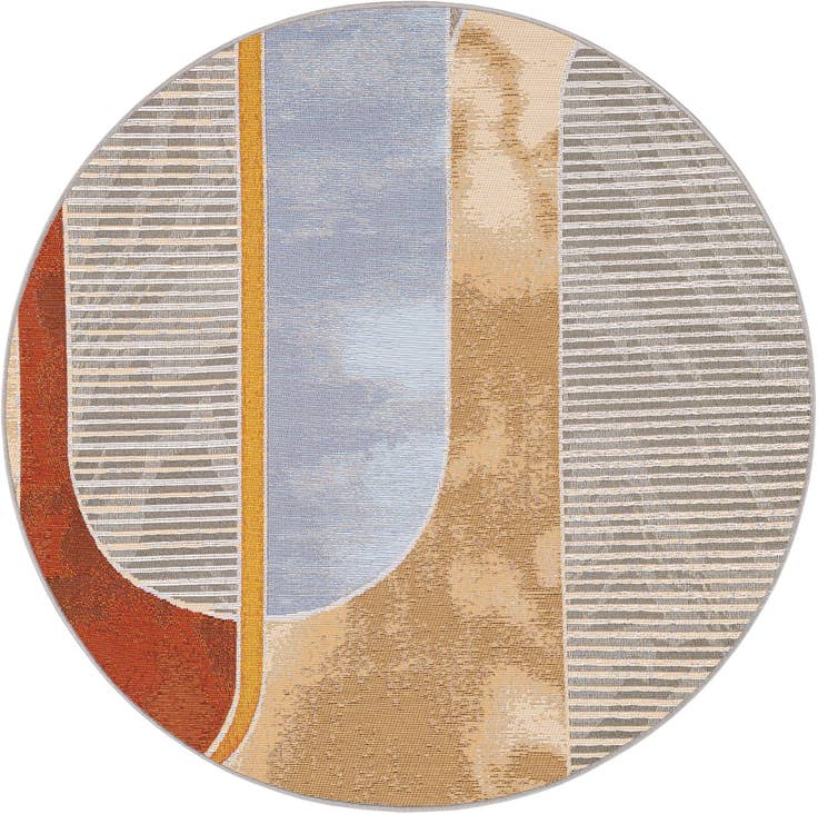 Detail image of 4' 1 x 4' 1 Easy-Clean Modern Indoor / Outdoor Round Rug