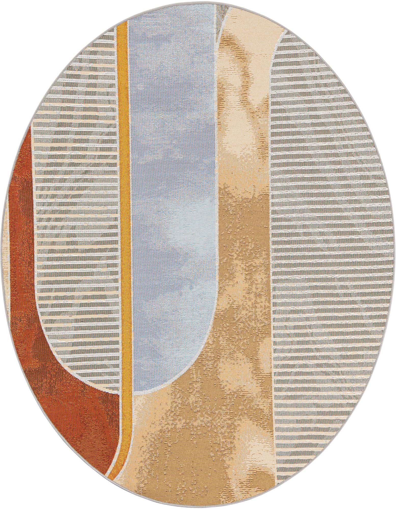 5' 3 x 5' 3 Easy-Clean Modern Indoor / Outdoor Round Rug