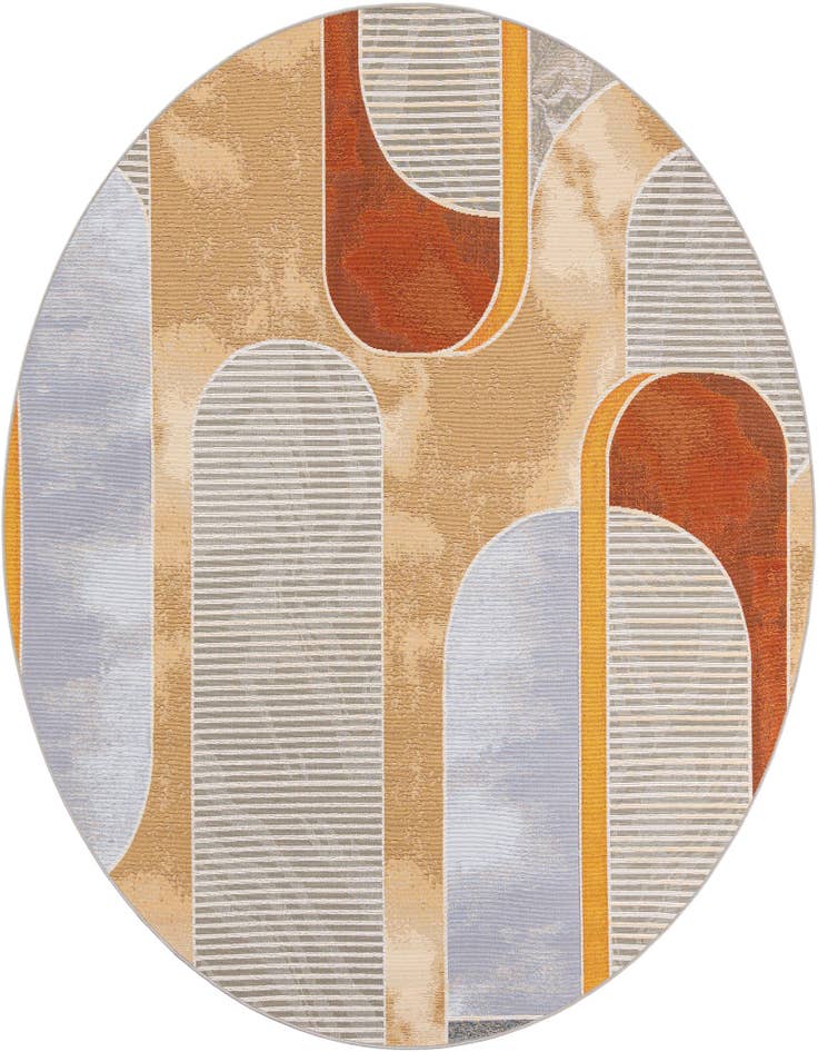 Detail image of 7' 10 x 7' 10 Easy-Clean Modern Indoor / Outdoor Round Rug