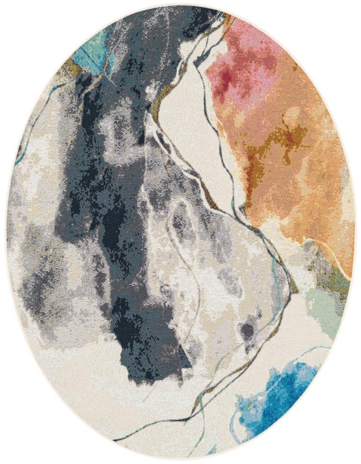 Detail image of 5' 3 x 5' 3 Easy-Clean Modern Indoor / Outdoor Round Rug