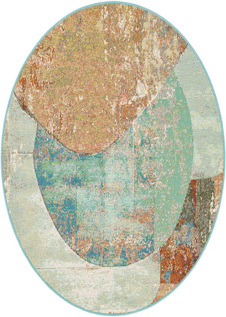 4' 1 x 4' 1 Easy-Clean Modern Indoor / Outdoor Round Rug