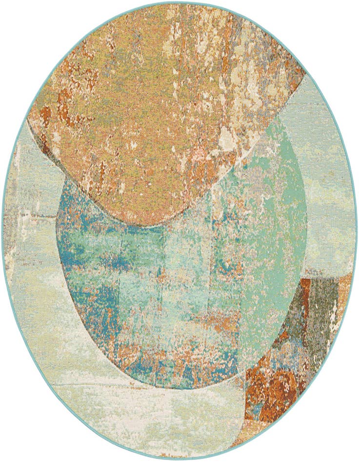 Detail image of 5' 3 x 5' 3 Easy-Clean Modern Indoor / Outdoor Round Rug